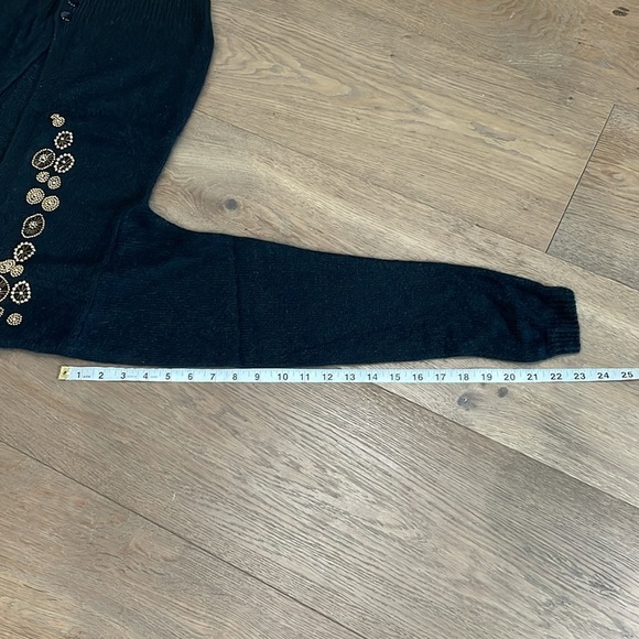 Cezanne Vintage Black Cardigan Silk Angora Sweater Gold Beaded Fuzzy Size Small - Picture 10 of 11